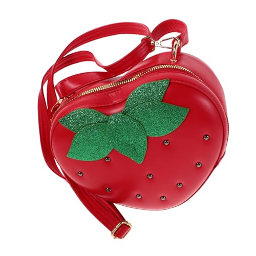 Yardenfun Rotes Erdbeer-schultertäschchen für Mädchen Verstellbarer Riemen Süße Crossbody Handtasche aus Strapazierfähigem PU-Material Trendiges Design für Alltag Schule und Kurze Ausflüge von Yardenfun