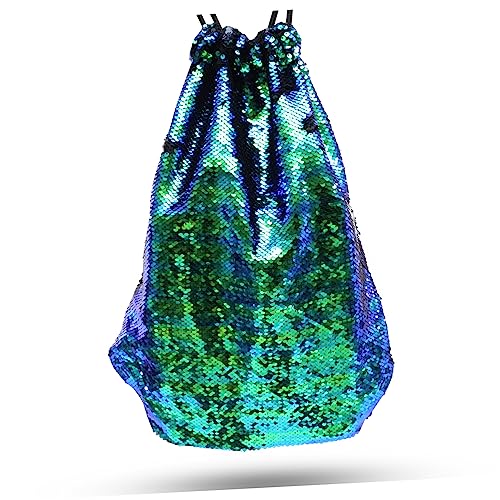 Yardenfun Sequin Drawstring Gym Bag Für Damen Und Herren Glitzernder Kordelzug Rucksack Grün Für Sport Freizeit Und Reisen Mit Innenfach Für Kleine Gegenstände von Yardenfun