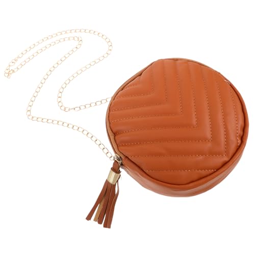 Yardenfun Runde Damen Umhängetasche mit Modischen Quasten Strapazierfähiges Material Tragbar Kleine Schultertasche für Shopping Reisen und Alltag Trendige Crossbody Geldbörse in Dunkelbraun von Yardenfun