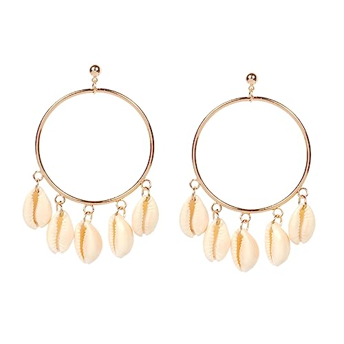 Yardenfun Runde Muschel Ohrringe Damen Creolen mit Natürlicher Muschel Leicht Hautfreundlich Vielseitig für Party Alltag und Festliche Anlässe Geeignet von Yardenfun