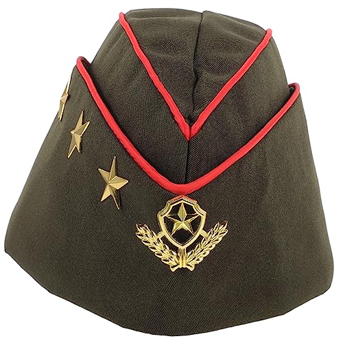 Yardenfun Sailor Hut für Kostüm Party Verstellbare Matrosenmütze Strapazierfähigem Material für Cosplay Halloween und Bühnenaufführungen Unisex Design Militärgrün mit Roten Akzenten von Yardenfun