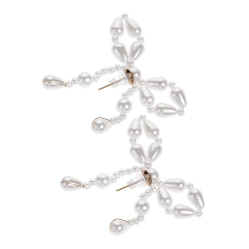 Yardenfun Schleifen Ohrringe mit täuschend echten Perlen handgefertigt und leicht retro inspirierte Ohrhänger für Damen für Hochzeiten Partys und besondere Anlässe von Yardenfun