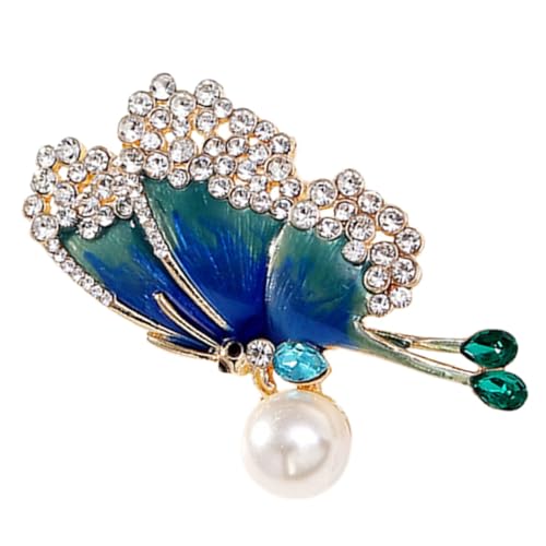 Yardenfun Schmetterling Brosche Strass Anstecknadel Damen Kleidung Schmuck Vintage Pin Perlenverzierung für Mantel Jacke Party Geschenk von Yardenfun
