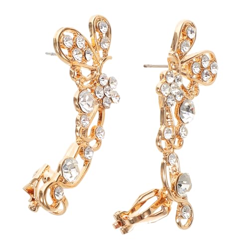 Yardenfun Schmetterling Ohrclips mit Funkelnden Strasssteinen Modische Ohrmanschetten ohne Ohrlöcher für Damen Vielseitiger Schmuckaccessoire für Alltag und Besondere Anlässe von Yardenfun