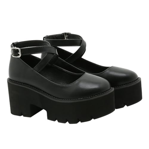 Yardenfun Schwarze Damen Sandalen mit Dicker Plateausohle Modische Einfache Sommerschuhe Bequeme Pu oberfläche Atmungsaktive Plattform für Alltag und Shopping von Yardenfun