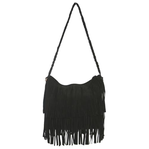 Yardenfun wildleder tasche damen Umhängetasche mit Quasten Mattes Wildleder Fransentasche Damen Samt Hobo-Tasche Quasten Handtasche von Yardenfun