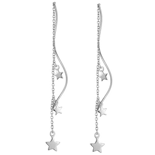 Yardenfun Silber Stern Threader Ohrringe Damen Spiral Drop Earrings Modische Leichte Ohrschmuck für Sommer und Abendveranstaltungen Dangling Star Earrings als von Yardenfun