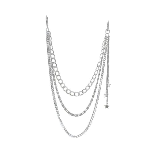 Yardenfun Silberne Vielseitige Taillenkette mit Mehrlagigem Punk Design und Fünf Sterne Anhänger Praktische Hüftkette für Jeans Röcke und Freizeit Hitzebeständig und Modisch für Damen und von Yardenfun