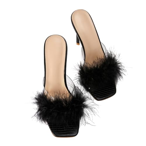 Yardenfun Square Head High heeled Sandalen Damen Schwarz Dünner Absatz Leicht Elegant Sommer Schuhe Komfortabel Vielseitig zu Jeans Shorts Röcken von Yardenfun