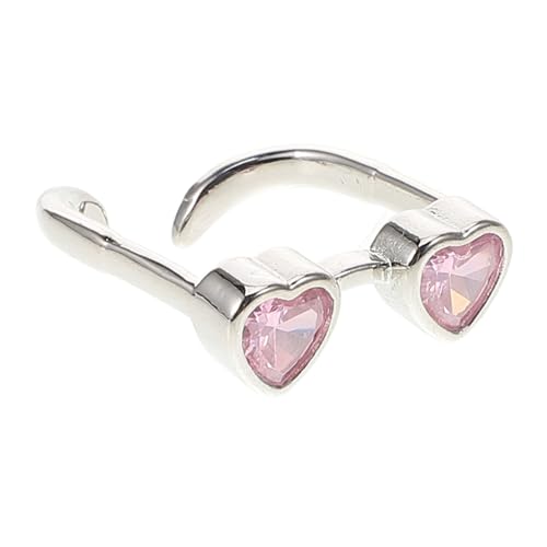 Yardenfun Verstellbarer Fingerring mit Brillendesign Herzmotiv für Paare Kreatives Schmuckzubehör Rosa von Yardenfun