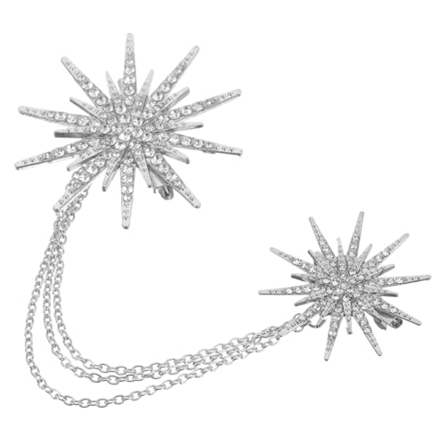 Yardenfun Sternbrosche Mit -strasssteinen Brosche Mit Kette Strassbrosche Modebrosche Schicke Brosche Für Damen von Yardenfun