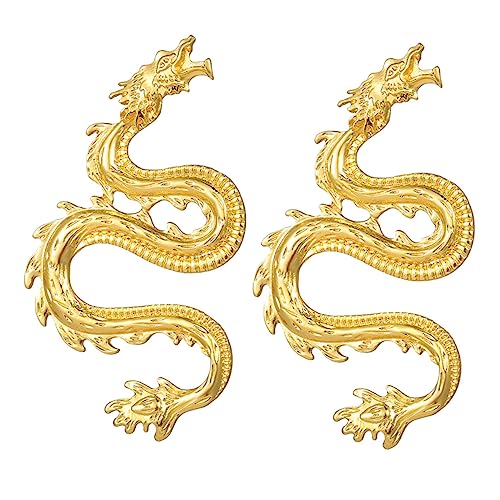 Yardenfun Drachenförmige Ohrringe Stylischer Ohrschmuck Dekoratives Ohraccessoire Goldfarben Modische Ohrringe Für Besondere Anlässe von Yardenfun