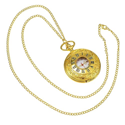 Yardenfun Taschenuhr mit Römischen Ziffern Elegantes Design Tragbar Leicht für Weihnachten Halloween Muttertag Vatertag Unisex Taschenuhr Aufbewahrungsbox von Yardenfun