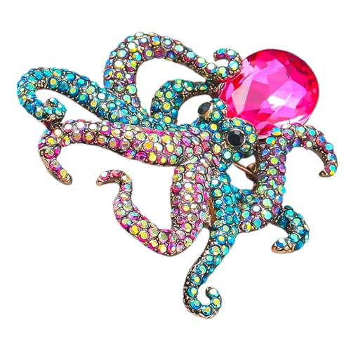 Yardenfun Oktopus Brosche Mit Strass Damen Schmuck Kragennadel Anstecknadel Für Kleidung Accessoires Broschennadel Oktopus-design von Yardenfun