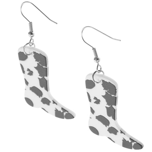 Yardenfun Trendige Damen Ohrhänger mit Kuhmuster Leichte Kunststoff Ohrringe in Stiefelform Hook Ohrstecker für Teenager Mädchen Langlebiger Modeschmuck für Alltag und Party von Yardenfun