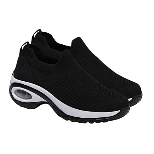 Yardenfun Turnschuhe aus Fliegenstrick für Laufschuh Plateau-Sneaker Damenschuhe Schuhe Frauen Fitnessschuhe Wanderschuhe Fitness Sportschuhe Frauenschuhe Sohle: PU-Luftpolstersohle Schwarz von Yardenfun