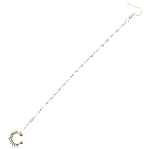 Yardenfun Vergoldeter Fake Nose Ring mit Strass Non Piercing Nasenschmuck mit Ohrkette Leichter Metall Schmuck für Frauen Indischer Tanz und Festival Körperschmuck von Yardenfun