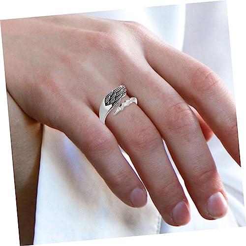 Yardenfun Verstellbarer Engelsflügel Ring Damen Herren Offener Schmuck Ästhetischer Schutzengel Fingerreif für Teen Mädchen von Yardenfun