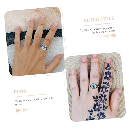 Yardenfun Vintage Alloy Ring mit Übergroßem Blauem Augendesign Punkiger Retro fingerschmuck Geometrischer Damenschmuck Auffälliger Statement ring für Partys und Halloween von Yardenfun