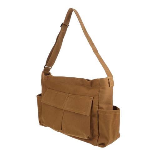 Yardenfun Vintage Canvas Crossbody Bag Damen Schultertasche Großem Fassungsvermögen Verstellbarer Riemen Retro Tote Handtasche Braun für Arbeit Uni Alltag von Yardenfun