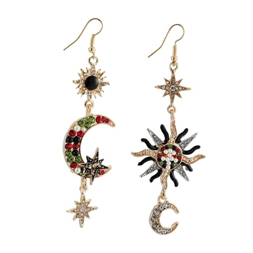 Yardenfun Frauen Ohrringe Asymmetrische Sonne Legierung Lange Anhänger Ohrhänger Mode Mädchen Schmuck Für Hawaii-partys Feiertage Geburtstage Jubiläen von Yardenfun