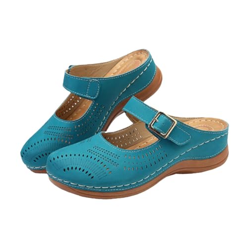 Yardenfun Vintage Damen Pantolette mit Mittelhohem Absatz Komfortable Robuste Slipper in Stilvolle Retro Sandalen Leicht Kombinierbar zu Kleid und Rock von Yardenfun