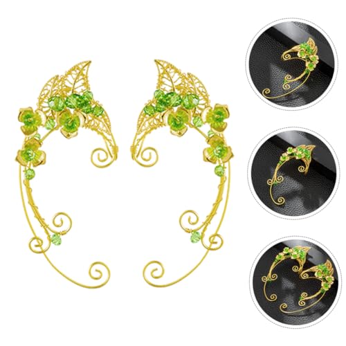 Yardenfun Vintage Grüne Ohrclips für Damen Handgefertigte Elfen Ohrringe Ohrlöcher Leichte Ohrmanschetten Schmuckgeschenke für Alltag Party und Hochzeit von Yardenfun