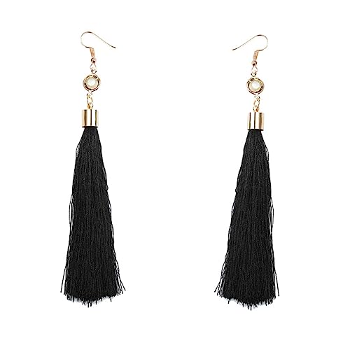 Yardenfun Vintage Lange Quastenohrringe Damen Literarische Ohrhänger aus Langlebigem Material Stilvolle Schmuckstücke für Alltag Party und Schwarz von Yardenfun