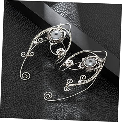 Yardenfun Vintage Ohrclips Damen Ohrmanschetten Blütenblatt Design Non Piercing Ohrschmuck Leicht Elegant für Festivals Cosplay Geburtstag Langlebig Kratzfest Silberfarben von Yardenfun