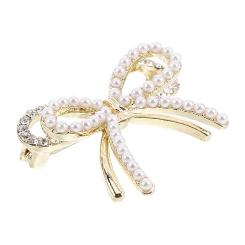 Yardenfun Schleifenbrosche Für Damen Mit Künstlicher Perle Und Strasssteinen Einfache Brosche Für Frauenkleider Anstecknadeln Für Taschen Und Rucksäcke von Yardenfun