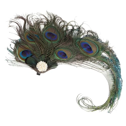 Yardenfun Vintage Pfauenfeder Fascinator Haarclip mit Haarklammer Leichtes Jahre Kopfschmuck für Damen Einzigartiges Flapper Accessoire für Party und Fest Komfortabel und Langlebig von Yardenfun