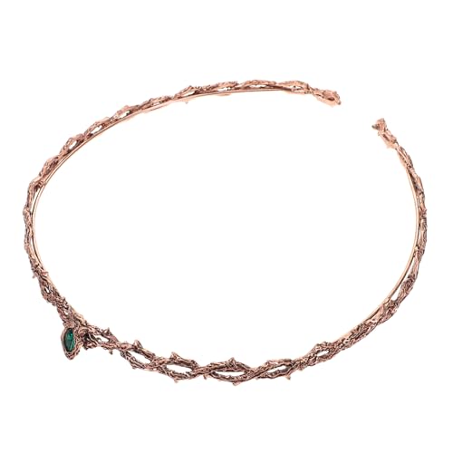 Yardenfun Vintage Renaissance Krone für Damen Mittelalterliches Verstellbares Kopfstück mit Einzigartigem Dorn Design und Grünen Strasssteinen Gothic Hochzeitskrone für Cosplay und von Yardenfun