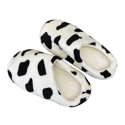 Yardenfun Warme Kuschelige Damen Hausschuhe mit Kuhmuster Rutschfeste Sohle Weiche Atmungsaktive Schlafzimmer pantoffeln für Herbst und Winter Niedliches Design von Yardenfun