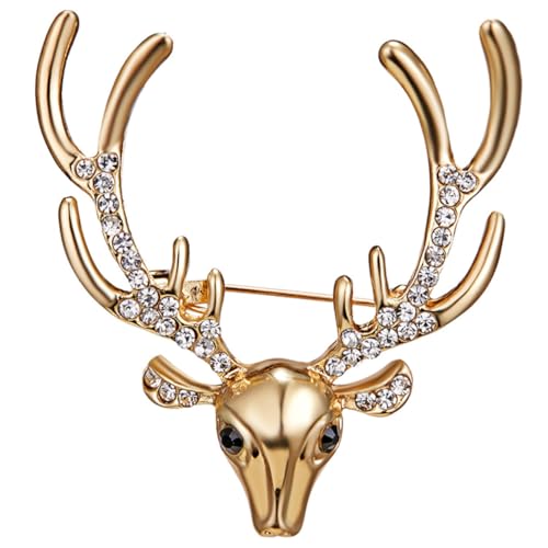 Yardenfun Weihnachtliche Hirschbrosche mit Strass Eleganter Elch Anstecker Feine Verarbeitung Modische Tierform Schmuck Geschenkidee für Damen und Herren Vielseitig Kombinierbar von Yardenfun
