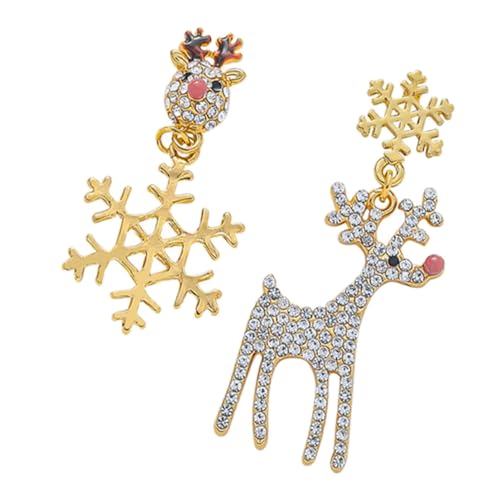 Yardenfun Weihnachtliche Ohrringe für Frauen Asymmetrische Elch Schneeflocken Ohrringe Funkelnde Ohrschmuck für Festliche Anlässe als für Freundinnen Hochwertiges Langlebiges Material von Yardenfun