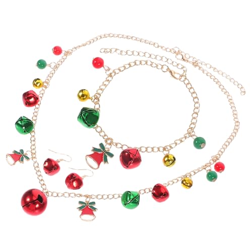 Yardenfun Weihnachtliches Schmuckset Jingle Bell Set mit Armband Halskette Ohrringen Hautfreundlich Farbblockierend Festliches Design für Damen Eleganter Look für Weihnachtsfeier von Yardenfun