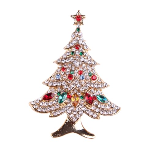Yardenfun Weihnachtsbaum Brosche Strass Schmuck Pin Damen Anstecknadel Festliche Dekoration für Kleid Pullover Schal Geschenkidee Kleine Weihnachtsgeschenke Frauen von Yardenfun