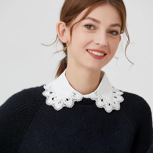 Yardenfun Weiße Damen Fake Collar Abnehmbarer Halbkragen aus Atmungsaktivem Leichtem Stoff Komfortabler Blusenkragen Ersatz für Blusen Kleider Pullover für Alltag und Geschenke von Yardenfun