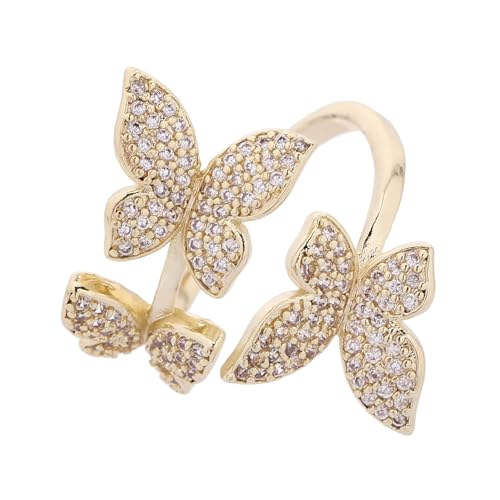 Yardenfun Schmetterlingsring Aus Kupfer Mit Zirkonen Für Damen Dekorativer Fingerring Party-dekoring Eleganter Ring Für Mädchen Glänzender Ringschmuck Für Alltagskleidung Und Festivals von Yardenfun