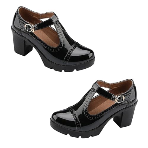 Yardenfun wasserdichte Damen High Heels mit Rundspitze Großer Blockabsatz Weiche Obermaterialien rutschfeste Arbeitsschuhe für Party Büro und Alltag Sommer Schuhe in Schwarz von Yardenfun