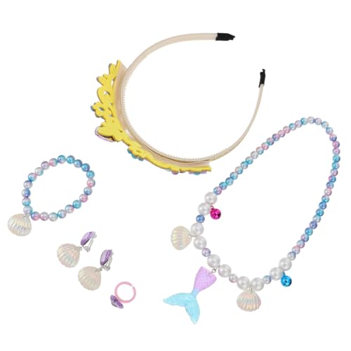 Yardwe 1 Satz Stirnband-Set armband kette Kinderring Halskette -Handgelenk- Perlenkette Armband Meerjungfrau Cosplay Schmuck -Armband-Hals- Acryl Bunt von Yardwe