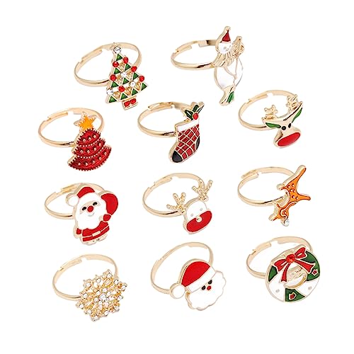 Yardwe 11 Stück Teiliges Weihnachts Fingerring für Cartoon Design Legierter Schmuck Langlebig und Bequem für Weihnachtsfeiern und Festliche Anlässe bei Jungen und Mädchen von Yardwe