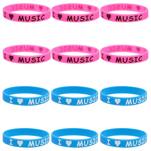 Yardwe 12 Stück I Love Music Silikonarmbänder Bunte Dehnbare Festival Armbänder für Musikfestivals Konzerte und Partys für Rock und Hip Hop Events von Yardwe