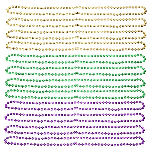 Yardwe 12 Stück Teiliges Mardi Gras Perlenketten Bunte Perlen Langlebig Handgefertigt Festliche Halsketten für Karneval Partydekoration und Fasching Zubehör von Yardwe