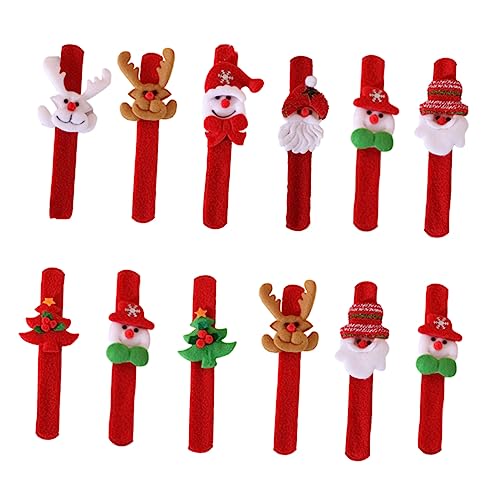 Yardwe 12 Stück Teiliges Weihnachts Schnapparmband Bunte Xmas Slap Bracelets Flexible Handgelenk Deko für Erwachsene Einfache Handhabung als Weihnachtsgastgeschenk und von Yardwe