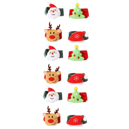 Yardwe 12 Stück Teiliges Weihnachts Slap Armband Set mit Santa Claus Rentier Tannenbaum Mütze Weihnachtliche Handgelenkbänder für Weihnachtsfeier und Festliche Dekoration von Yardwe