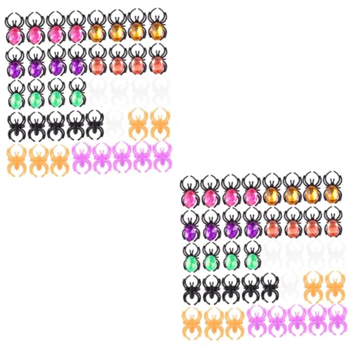 Yardwe 2 Sätze Spinnenringe Aus Kunststoff Mit Schmucksteinen Halloween Kostümzubehör Für Kreative Partys Und Kinderfeiern Farbenfrohe Mix And Match Ringe Für Halloween 50 Stück * 2 von Yardwe