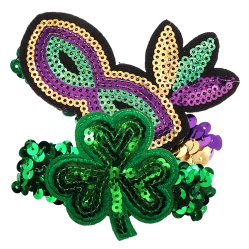 Yardwe 2 Stück Patrick Day Armbänder mit Pailletten Irische Shamrock Designs Bunte Partyarmbänder für Patrick Day und Fotorequisiten von Yardwe