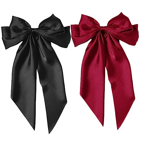 Yardwe 2 Stück Satinbogenhaarclip Haarbogenklammern Schleifenhaar Mädchen Haarzubehör Haarband haarschmuck Schleife Haarnadel Haarschleifenklammer für Frauen Haarnadeln für Frauen Satin- von Yardwe