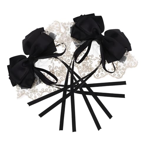 Yardwe 2 Stück Schleife Haarnadel Haarschleifen für Mädchen Schleifenhaar Schleifenclip für Frauen Bandbogen Clips haarschmuck erwachsene haarschleifen Haarspangen Schleifen Stoff Schwarz von Yardwe